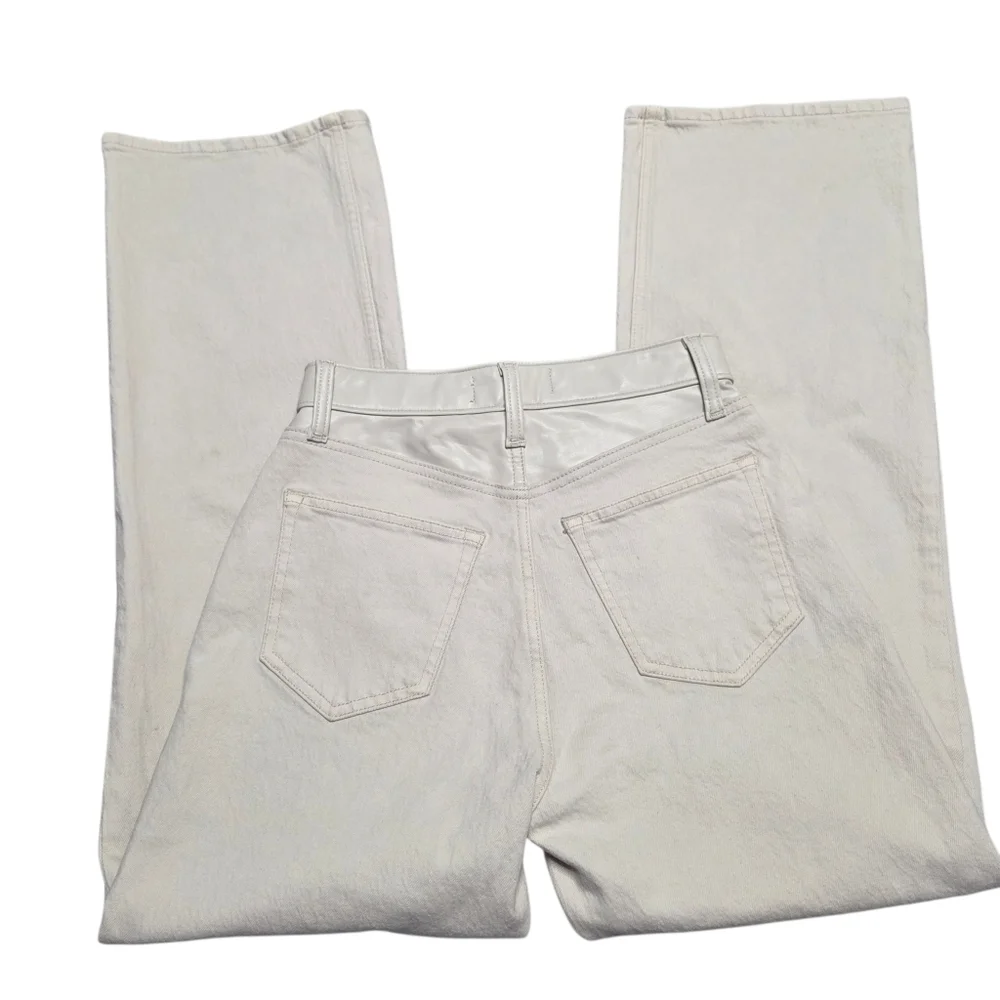 Abercrombie & Fitch 90s Relaxed Jean High Rise Mixed Media Vegan Leather 25